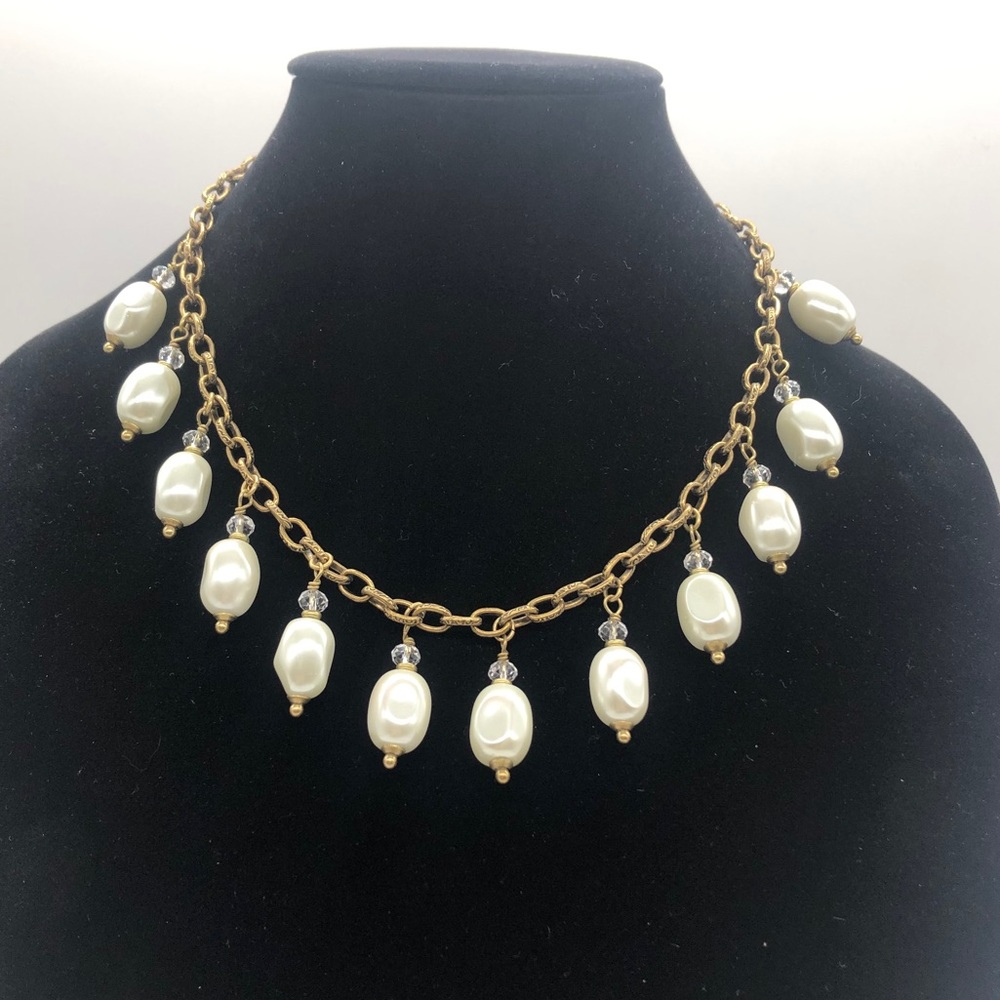 Statement Necklace Faux Pearls Drop